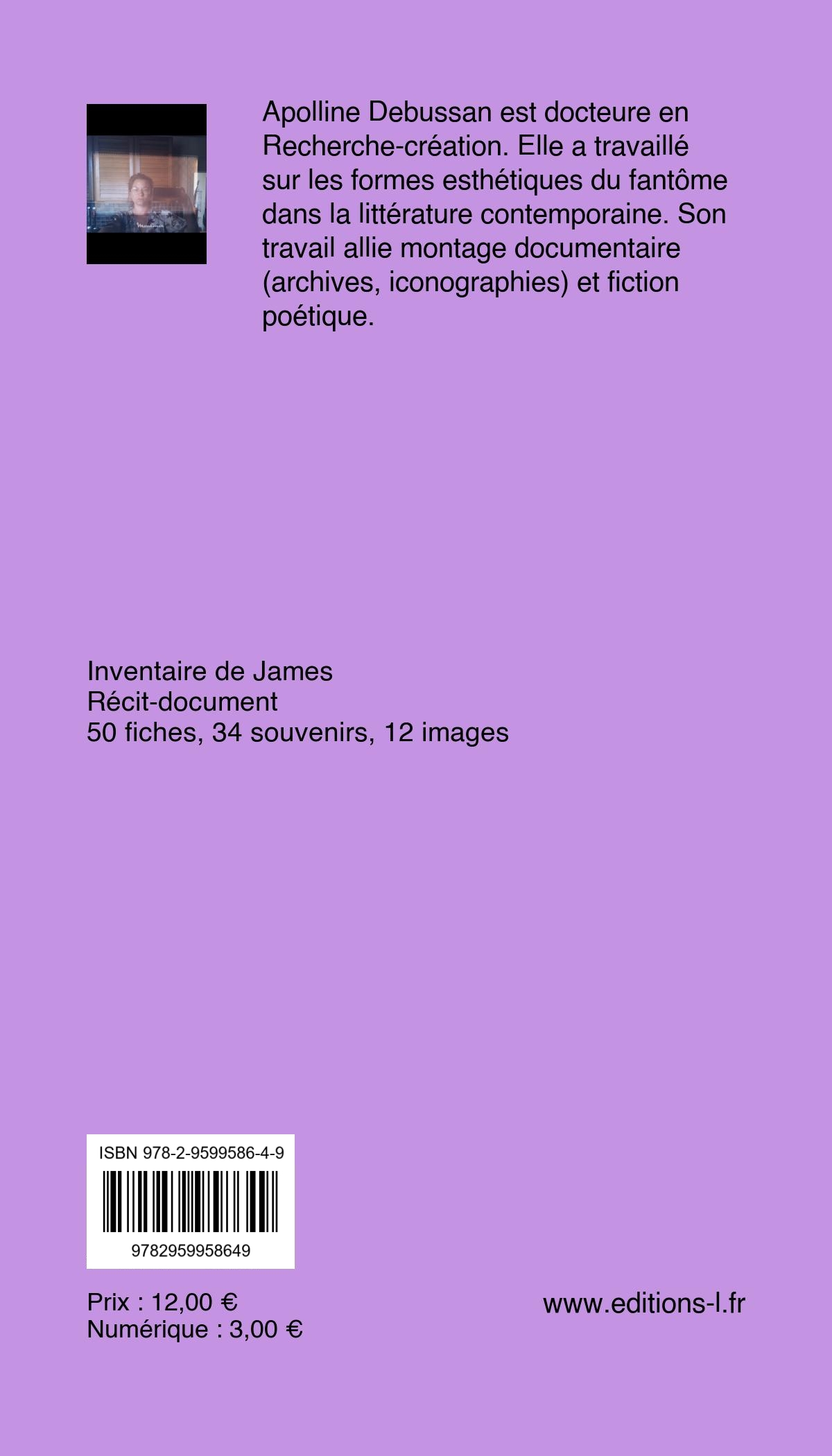 Verso couverture Inventaire de James